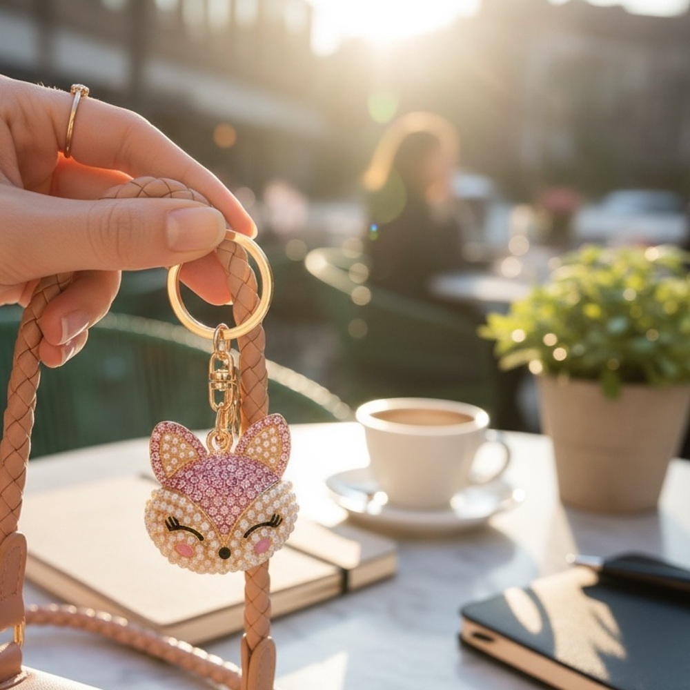 Bag Charm Key Ring - Pink Fox - Picture 3 of 3